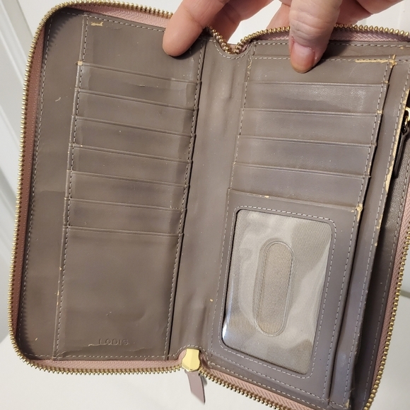 LODIS Mauve in Color Leather Zip Close Wallet, Classic - Picture 6 of 9